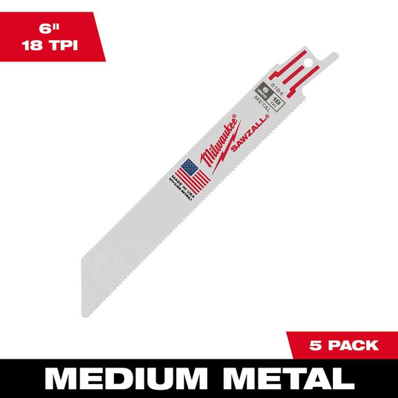 6" 18TPI SAWZALL Blades, 5 Pack image number 0