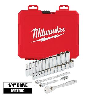 1/4" Drive Ratchet & Socket Set - Metric,  28 Piece