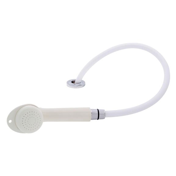 Deck-Mount Sprayer Large Warm White Sprayer, 6' White Rubber Hose,  Ultra-Low Profile Holder image number 1