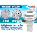 SEAFLO 5/8" Thru Hull Fitting with Check Valve, Polypropylene/Nylon, White, 1-Pack image number 3