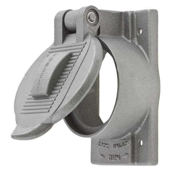Wallplates and Boxes, Weatherproof Covers, 1-Gang, 1) 50A Twist-Lock&reg; Opening, Standard Size, Cast Aluminum image number 1