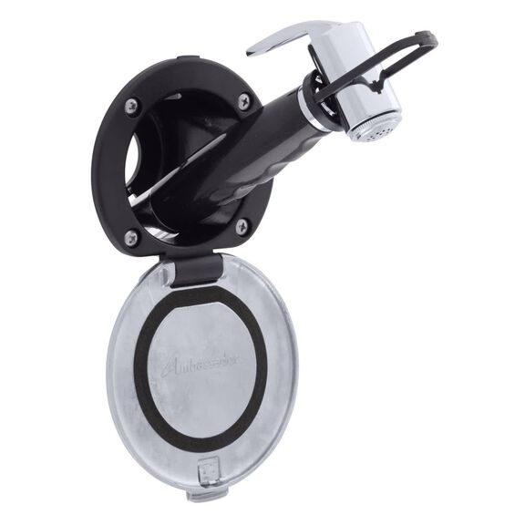 Recessed Shower Black Cup with Stainless Steel Lid w/Gasket, Hammer-Head Black Sprayer, 6' Black Rubber Hose image number 0