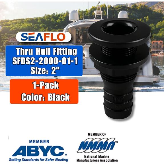 SEAFLO 1" Plastic Thru Hull Fitting White image number 1