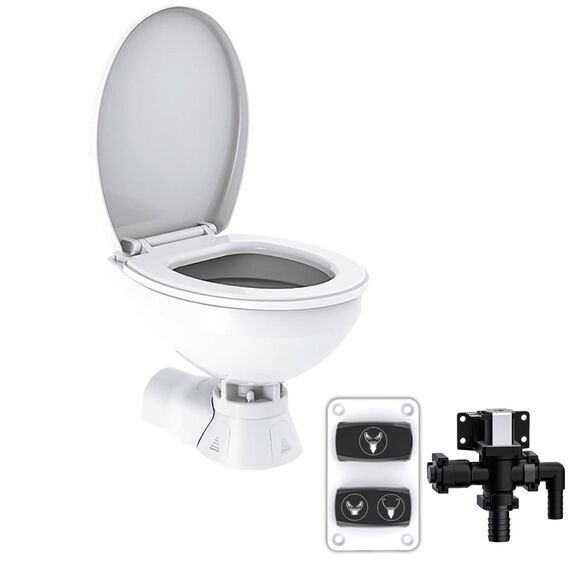 COMMODORE CM3RMT Quiet Flush Electric Marine Toilet Boating Head &ndash; Fresh Water, 24V, with Solenoid Valve image number 0