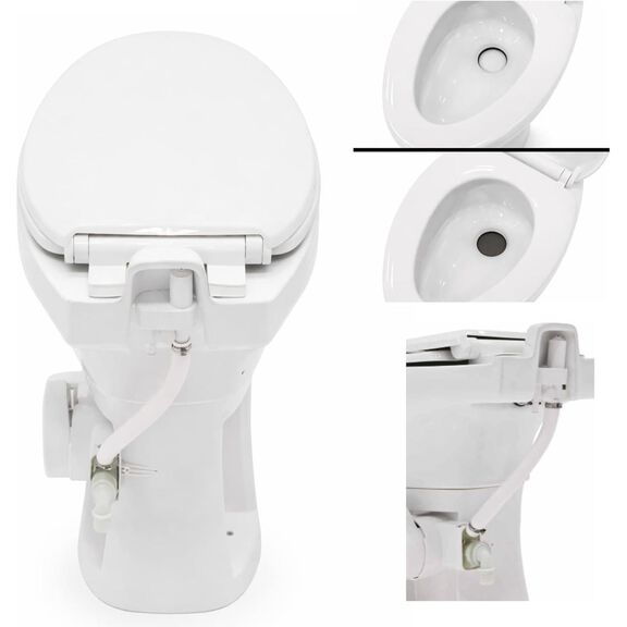 SEAFLO Porcelain RV Toilet Elongated Bowl 19in Residential Height Gravity Foot Pedal Soft Close image number 5