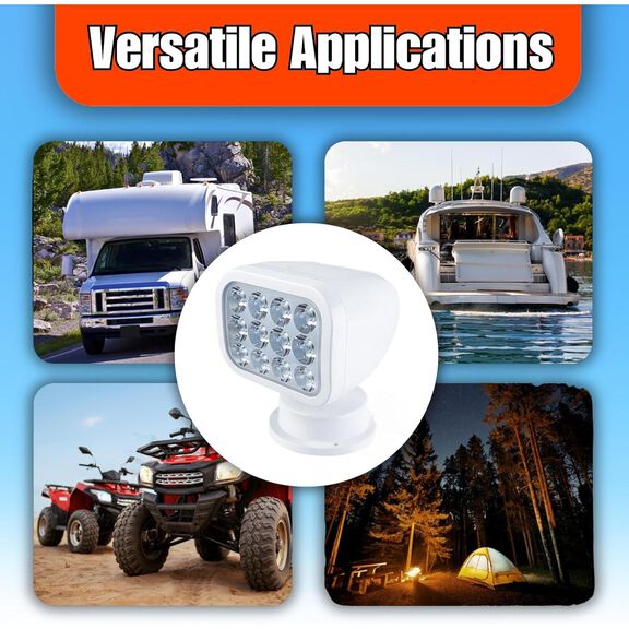 SEAFLO 28W Remote Control LED Searchlight, Warm White, Wireless Remote, White image number 6