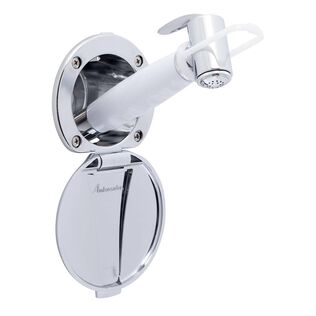 Recessed Shower Chrome Cup & Lid, Hammer-Head Arctic White Sprayer, 6' Stainless Steel Hose