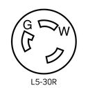 30 Amp 125 Volt Locking Connector, Industrial Grade, Grounding, NEMA L5-30R 2P-3W, Wetguard Watertight image number 1