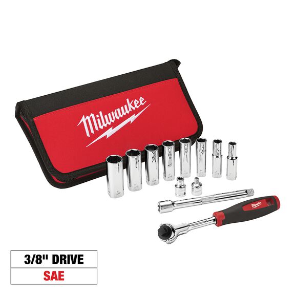 3/8" Drive SAE Socket Set,12 Piece image number 0