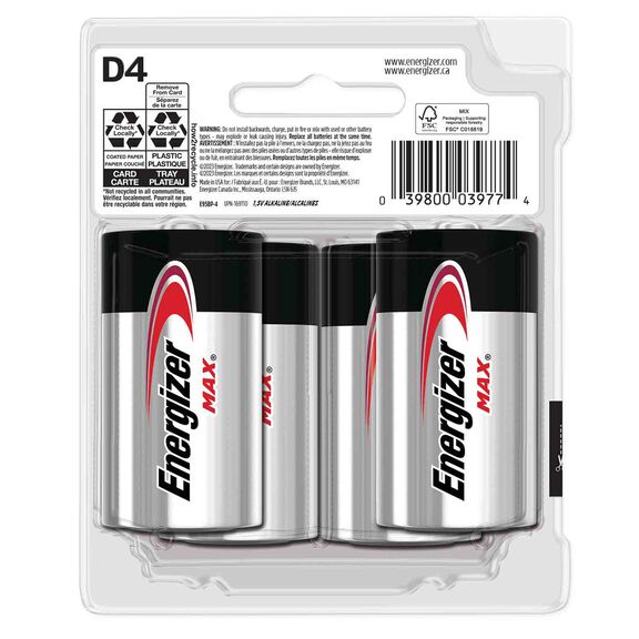 Energizer MAX D Batteries, 4 Pack image number 1
