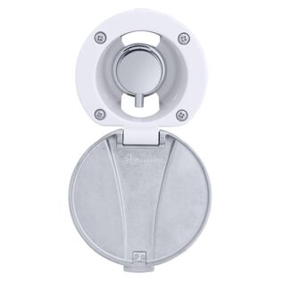 Aidack Recessed Control Valve Hot/Cold Mixer, Arctic White Cup with Stainless Steel Lid, Chrome Aidack Handle