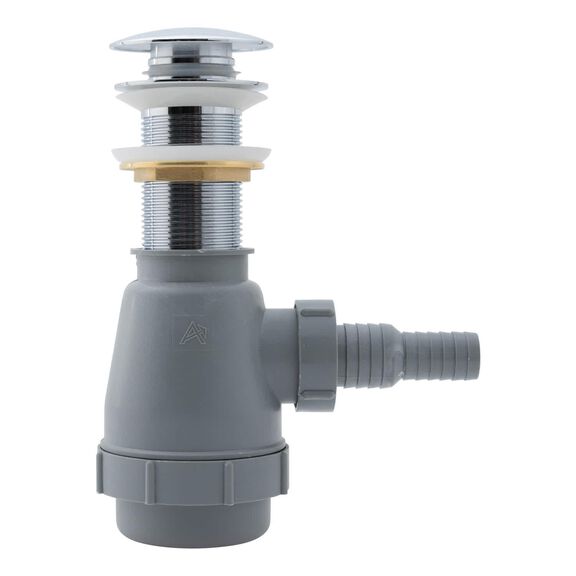 1-3/4" Drain, Touch Trap Sink Drain with Cover no Overflow, 3/4" & 1" Hose Barb Chrome image number 1
