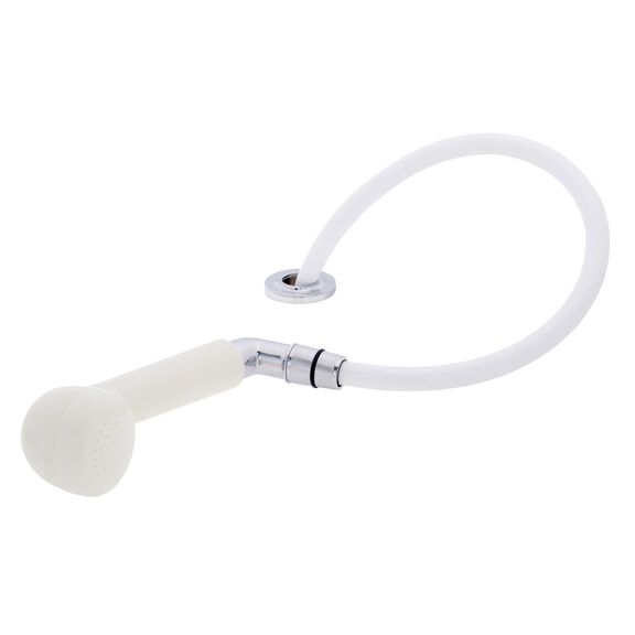 Deck-Mount Sprayer Large Warm White Sprayer No Hook, w/Elbow, 6' White Rubber Hose, Ultra-Low Profile Holder image number 1