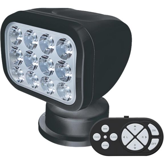 SEAFLO 28W Remote Control LED Searchlight, Warm White, Wireless Remote, Black image number 0