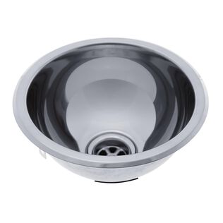 HalfSphere Sink Ultra-Mirror Finish, 304 Stainless Steel, 2" Drain, SoundKOTE, With Tabs
