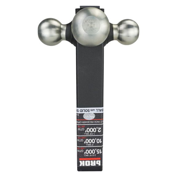 Trailer Tri Ball Mount, 2" Shank - Solid Shank  Zn Balls,  16K, 10K,  5K HD image number 3