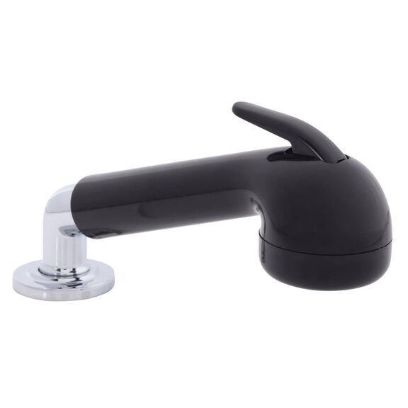 Deck-Mount Sprayer Large Black Sprayer No Hook, w/Elbow, 6' Stainless Steel Hose, Low Profile Holder image number 0