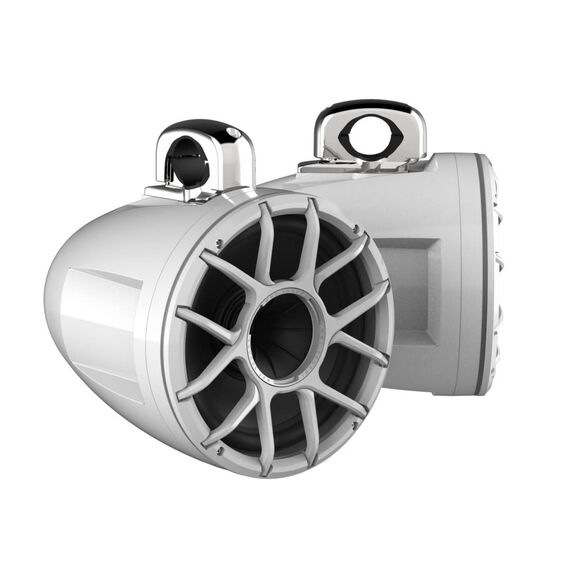 REV 12 HD White 12" Marine Tower Speakers with XZ-W Grille & RGB LED Rings (Pair) image number 0