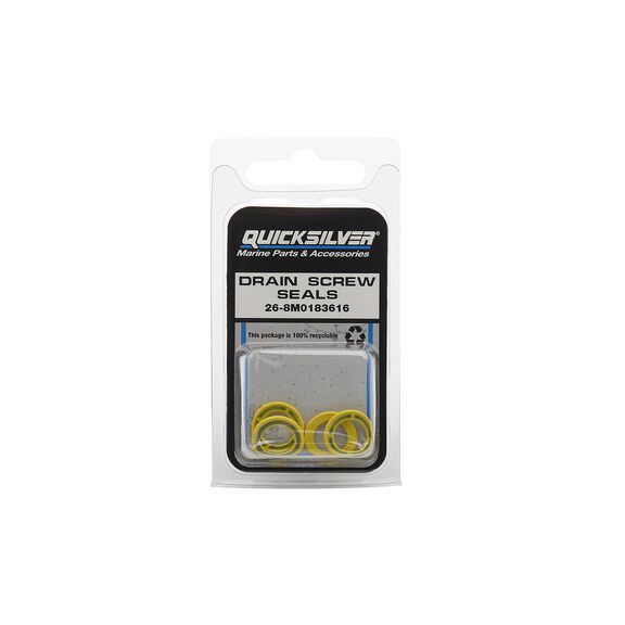 Quicksilver 8M0183616 Drain Screw Seals, Mercury & MerCruiser, Pack of 4 image number 0