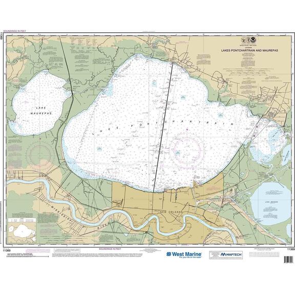 Maptech&reg; NOAA Recreational Waterproof Chart-Lakes Pontchartrain and Maurepas, 11369 image number 0