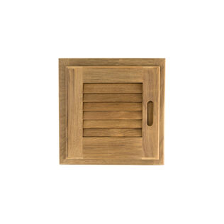 Left Hand Teak Louvered Door & Frame, 12"