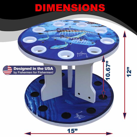 Guy Harvey Wahoo Spinning 9 Fishing Rod Storage Rack, Vertical Fishing Pole Rod Holder image number 6