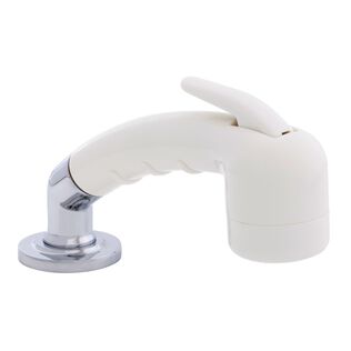 Deck-Mount Sprayer Small Warm White Sprayer No Hook w/Elbow, 6' Stainless Steel Hose, Low Profile Holder