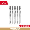4" 10TPI T-Shank Wood High Carbon Steel Jig Saw Blades, 5 Pack image number 0