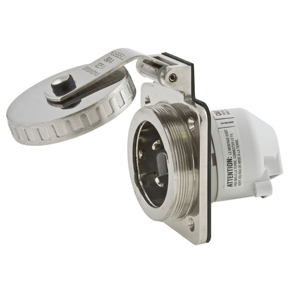 Hubbell Marine Hull Inlet, 30A 125V, Stainless Steel image number 0