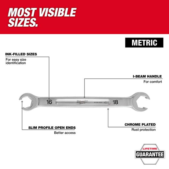 Double End Flare Nut Wrench Set - Metric, 6 Piece image number 1