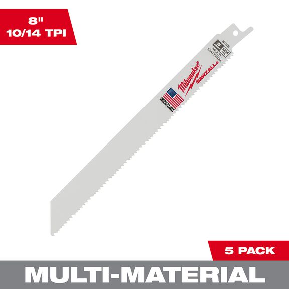 8" 10/14 TPI SAWZALL&reg; Blades, 5 Pack image number 0