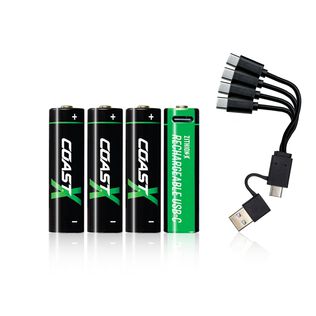 Coast ZX AA USB-C Rechargeable Batteries, 4-Pack