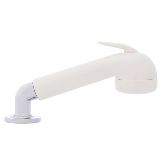 Deck-Mount Sprayer Large Warm White Sprayer No Hook, w/Elbow, 10' White Rubber Hose, Low Profile Holder image number 2
