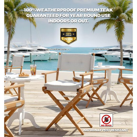 Premium Grade Teak Newport Folding Director's Chair with Graphite Sunbrella&reg; Fabric Seat Cushions image number 2