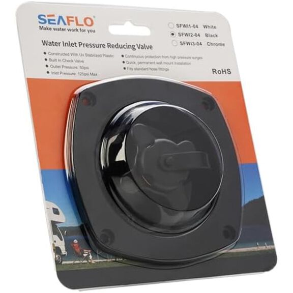 SEAFLO Wall Mount Pressure Regulated Water Inlet Black image number 1