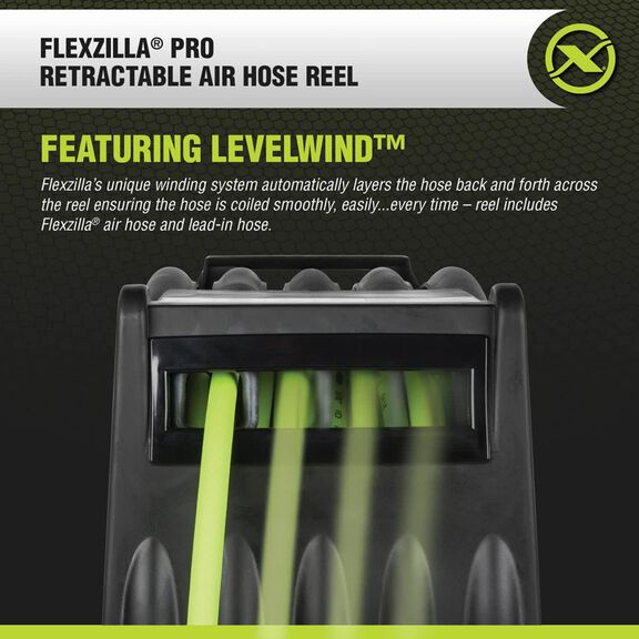 Flexzilla Pro Retractable Air Hose Reel w Levelwind Technology 3/8" 75' image number 1