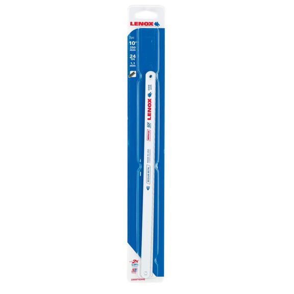 LENOX Hacksaw Blade, Bi-Metal, Metal Cutting, 10-Inch, 24 Tpi, 2-Pack image number 0