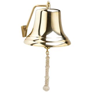 12" Brass Bell with White Monkey's Fist Lanyard