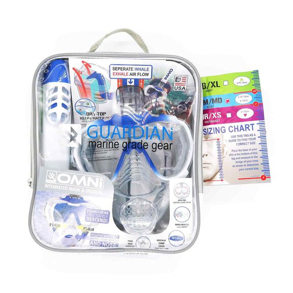 Omni Mask Snorkel Combo, White/Blue, Adult Small-Medium image number 3