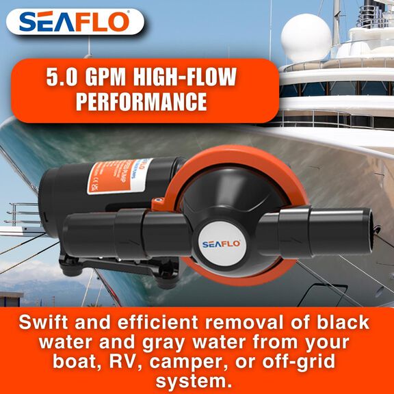 SEAFLO 12V Diaphragm 5.0 GPM Waste Pump &ndash; 360-Degree Rotating Head image number 7