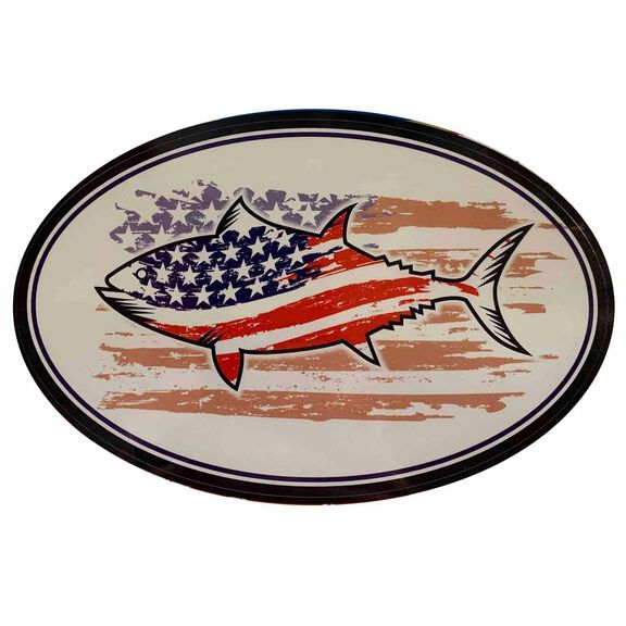 Fish Flag USA Removable/Restickable Boat Sticker image number 0