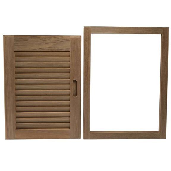 Right Hand Teak Louvered Door & Frame, 15" x 20" image number 2
