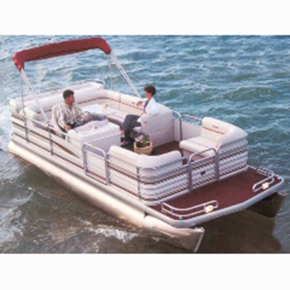 Styled-to-Fit Boat Cover for Pontoon Boats with Bimini Top and Rails that Partially Enclose Deck Leaving 1'-3' of Open Deck Forward of the Front Gate image number 2