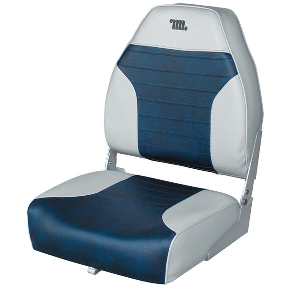 High-Back Folding Fishing Boat Seat, Gray/Navy image number 0