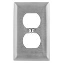 Hubbell Wall Plate, 1-Gang, Duplex Receptacle, Stainless Steel image number 0