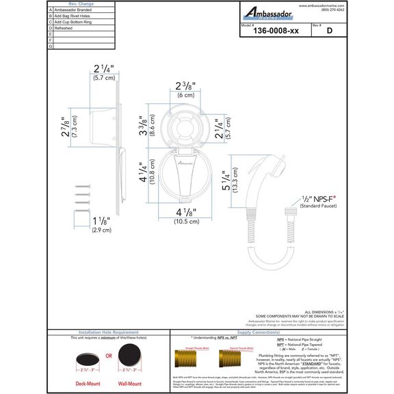 Recessed Shower Arctic White Cup & Lid, Small Arctic White Sprayer, 6' Stainless Steel Hose image number 3