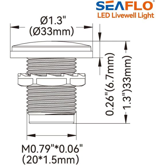 SEAFLO 05 Series Flush Mount Livewell/Baitwell LED Light - Cool White, 12V image number 3