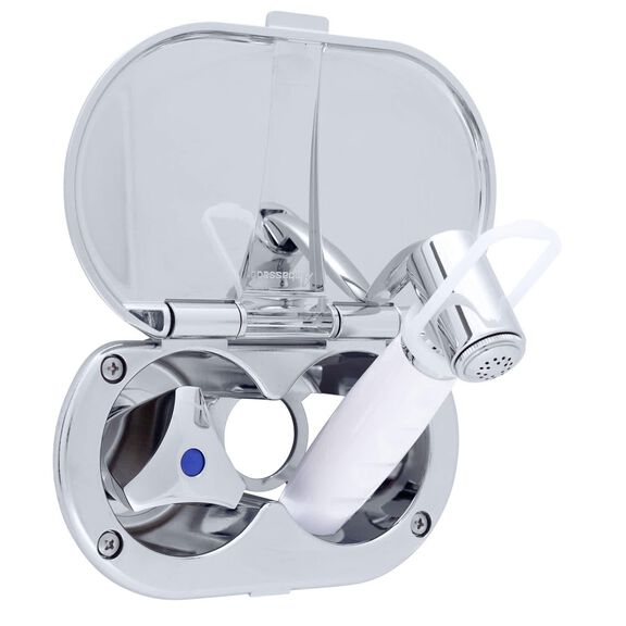 Trinidad Transom Shower Cold Only, Chrome Cup & Lid, Hammer-Head Arctic White Sprayer, 6' Stainless Steel Hose, Chrome Trinidad Handle image number 1