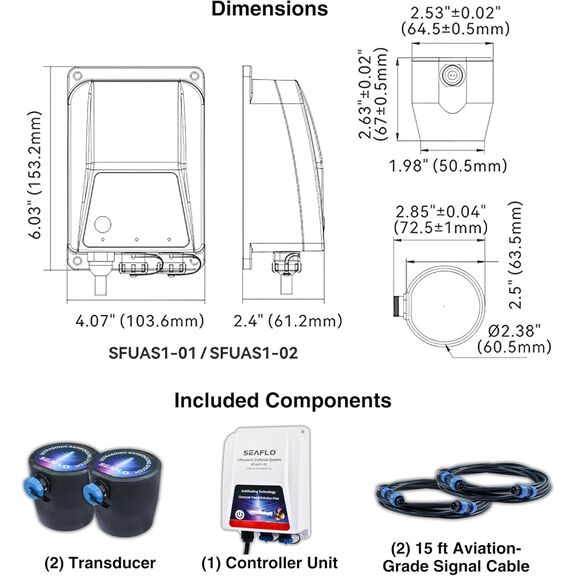 SEAFLO Ultrasonic Defense System 02 Series, Covers 400 Sq. Ft., 2-Transducer System image number 1