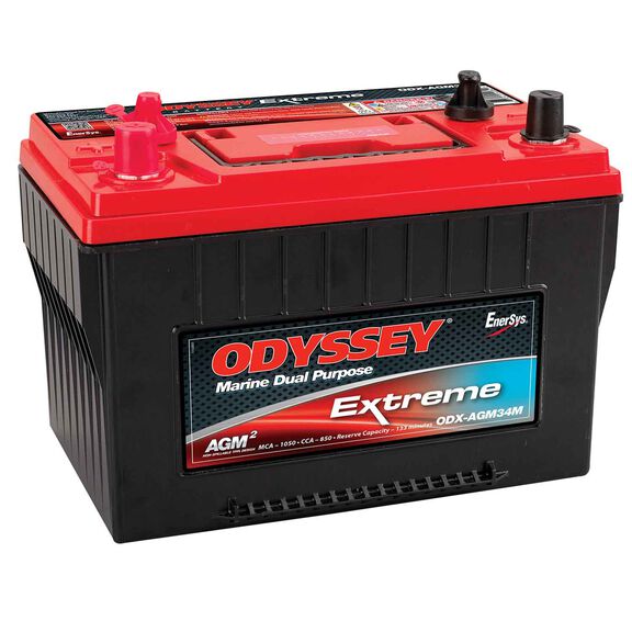 Odyssey Extreme Group 34 Dual Purpose Marine AGM Battery with Thin Plate Pure Lead Technology, 65 Amp Hours, 850 Cold Cranking Amps, 1050 Marine Cranking Amps, 134 Reserve Minutes image number 0